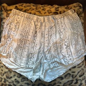 White and gray print shorts